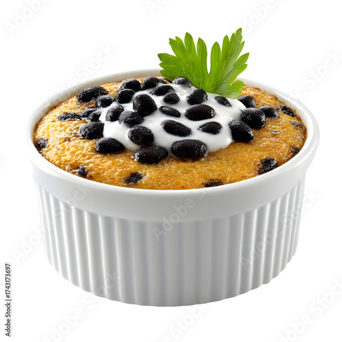 Wallpaper Mural Baked dessert with berries and cream in ramekin isolated on transparent background Torontodigital.ca