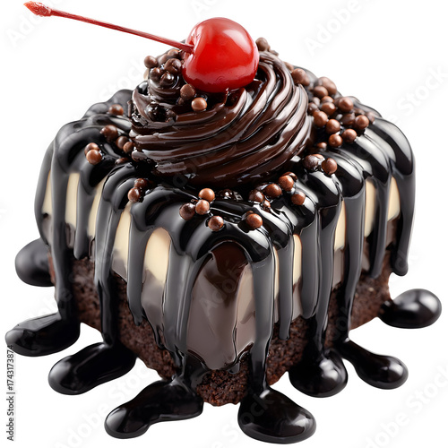 Wallpaper Mural Delicious chocolate dessert with cherry and cream isolated on transparent background Torontodigital.ca