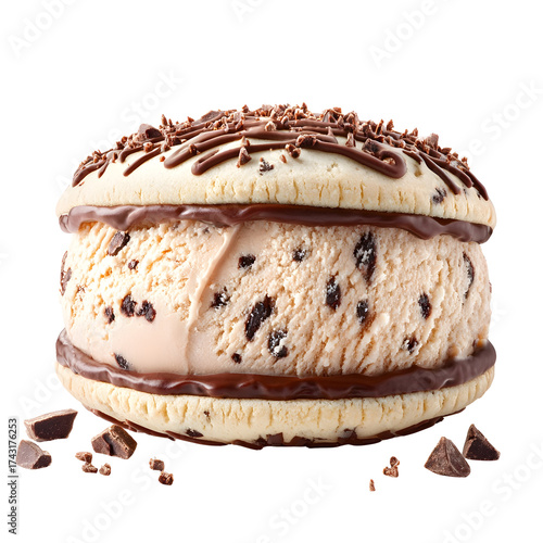 Wallpaper Mural Delicious ice cream sandwich dessert with chocolate chips on transparent background Torontodigital.ca