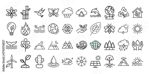 Nature Line-Art Icon set.