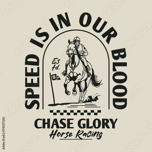 Vintage illustration of horse racing vector t shirt design vector graphic typographic poster or tshirts street wear and Urban style