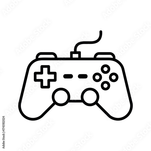 Retro video game controller icon simple outline style for digital gaming content vector