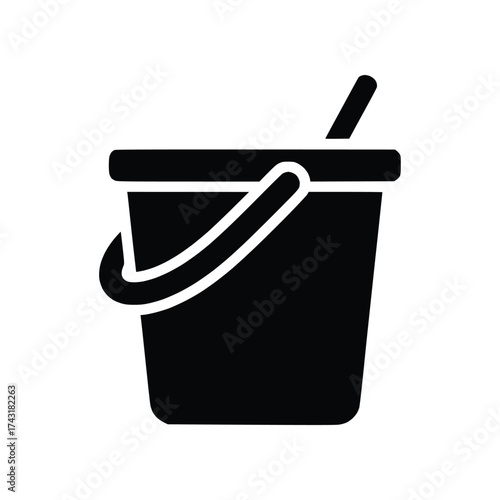 Cleaning Bucket Pail and Ladle Solid Glyph Icon