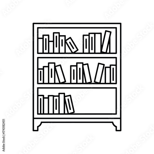Simple outline bookshelf filled with various books easy to use graphic vector
