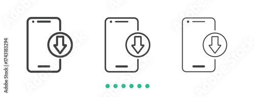 Mobile download icon. Thin line icon vector