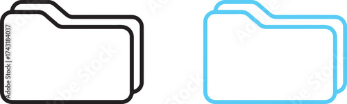 Folder Icons Black and Blue Outline Keywords: folder, document, file, storage, organization
