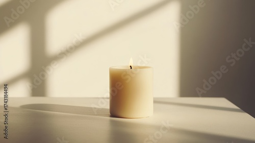 Wallpaper Mural Soft candlelight flickers on a serene surface in a bright room during daytime Torontodigital.ca