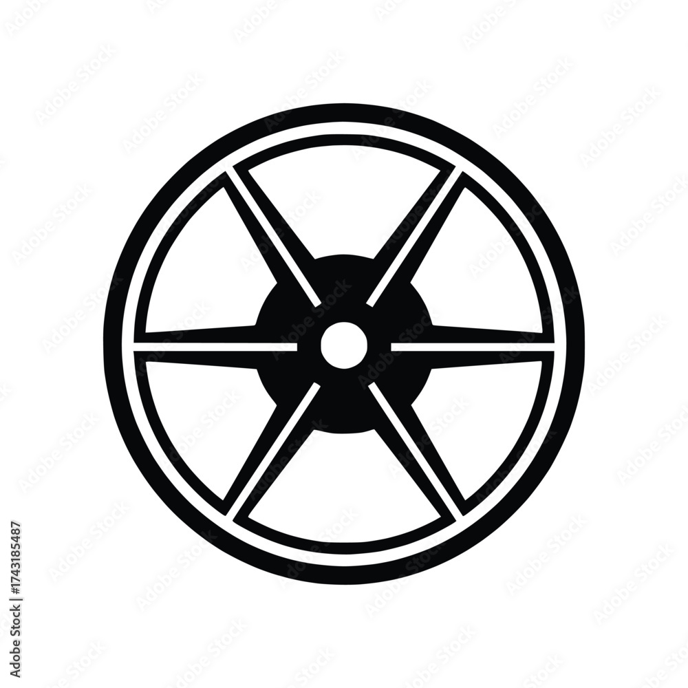 Obraz premium Six Spoke Car Wheel Solid Glyph Icon