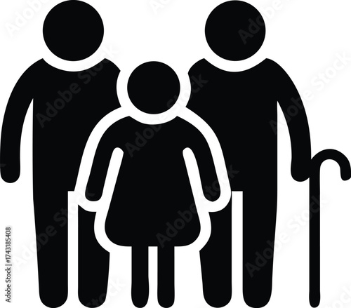 Family icon, elderly persons icon
