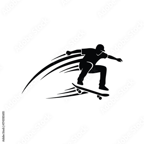 Dynamic Skateboarder Silhouette Logo
