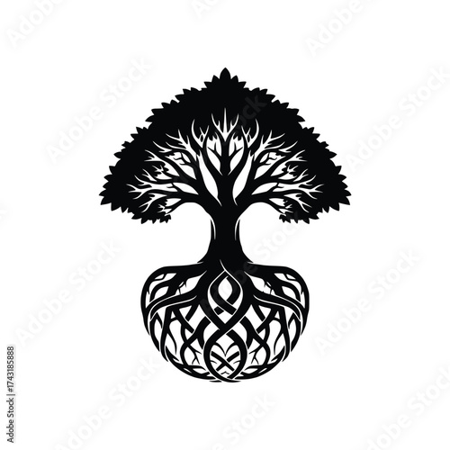 Celtic Knot Tree of Life Silhouette Logo