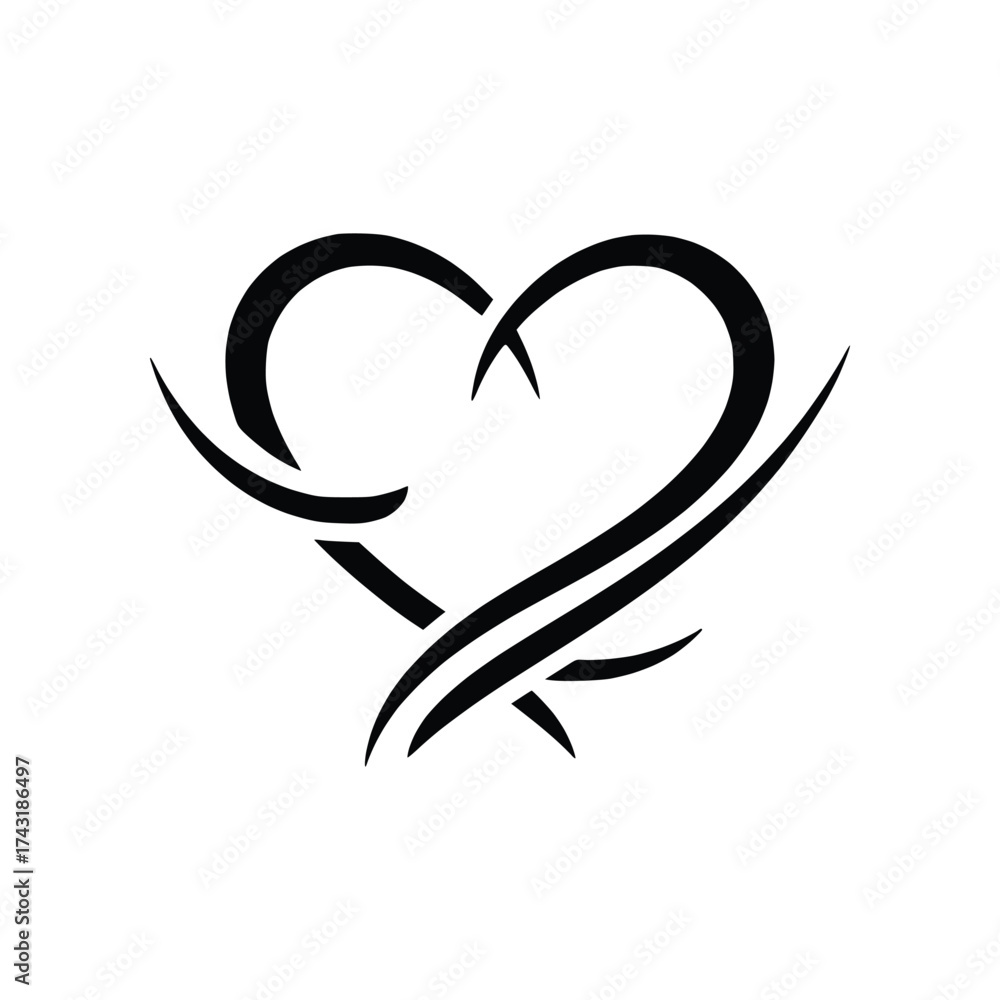 Fototapeta premium Abstract Flowing Love Heart Tattoo Design
