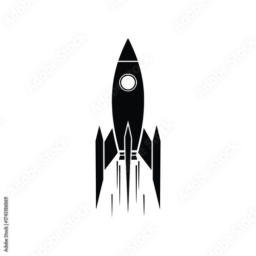 Launching Rocket Spaceship Silhouette