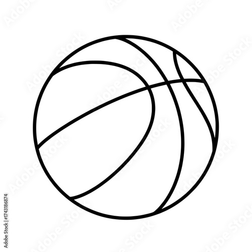 Basketball Silhouette: A classic basketball depicted in a clean, simple silhouette, emphasizing its iconic shape and design.