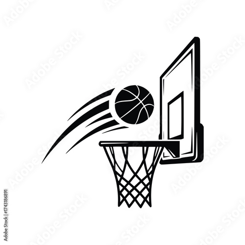 Basketball Ball Through Hoop Net Logo