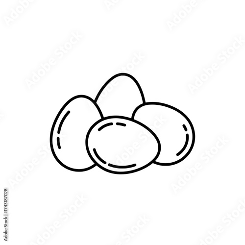 Egg Illustration: A minimalist illustration showcases the simple beauty of four eggs, each with clean lines. The monochromatic design adds a touch of elegance. 
