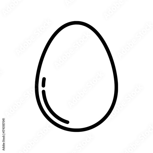 Egg Outline: A simple yet elegant outline of an egg, meticulously drawn to showcase the perfect oval shape, emphasizing minimalism and clarity. 