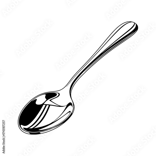 Elegance in Minimalism: A pristine, reflective spoon, meticulously crafted with smooth lines and a subtle shimmer, embodies the art of simplicity and functionality.