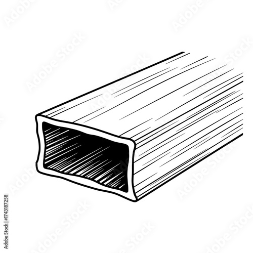 Rectangular Steel Tube: A high-angle shot showcases a precisely rendered rectangular steel tube, highlighting its perfect symmetry and industrial design, ready to convey strength and purpose. 