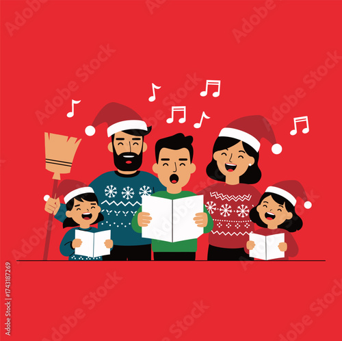 Joyful Family Christmas Carols Singing and Celebration