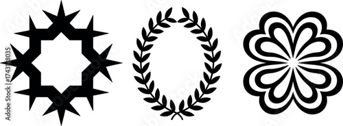 Geometric Andalusian Star Pattern Silhouette on White Background interlocking