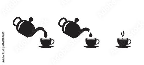 Black silhouette of teapot and cup Vector illustration