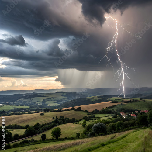 Thunderstorm over the countryside