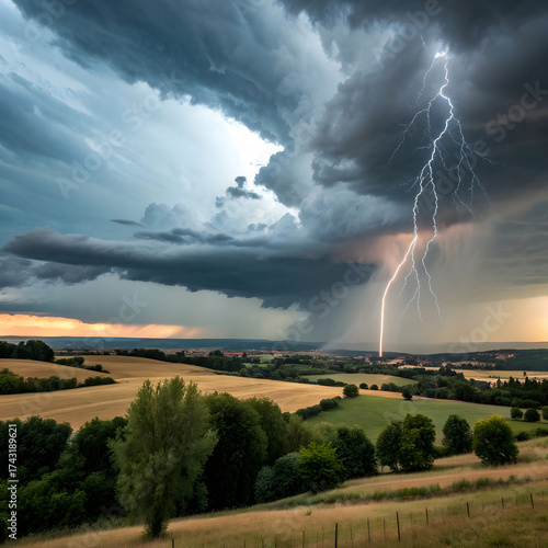 Thunderstorm over the countryside