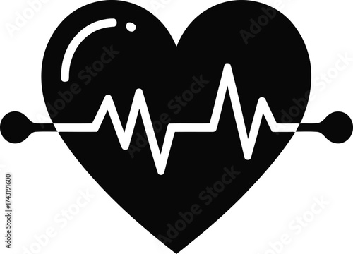 Heartbeat ekg line inside a heart shape silhouette
