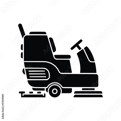 Commercial Floor Scrubber Machine Solid Glyph Icon