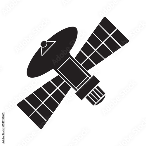 Satellite simple design on transparent background silhouette