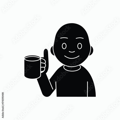 Person Coffee Mug Smile Happy Drink Lifestyle Morning Design Vector Illustration