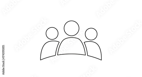 Simple outline illustration of three people, representing a group or team.