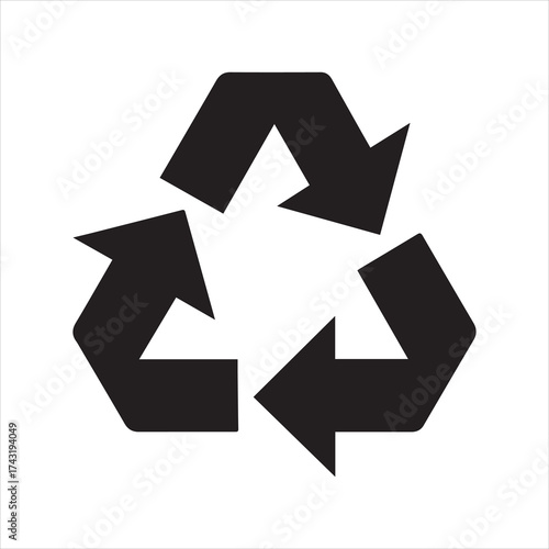 Black recycling symbol art on transparent background silhouette