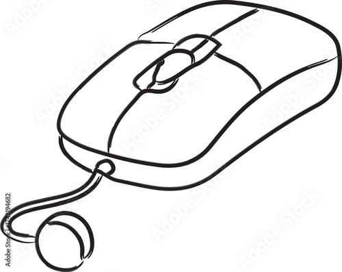 Wired computer mouse three button contour