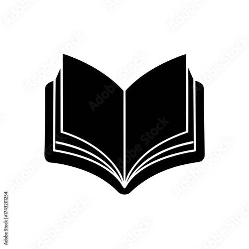 Open book silhouette reading on transparent background
