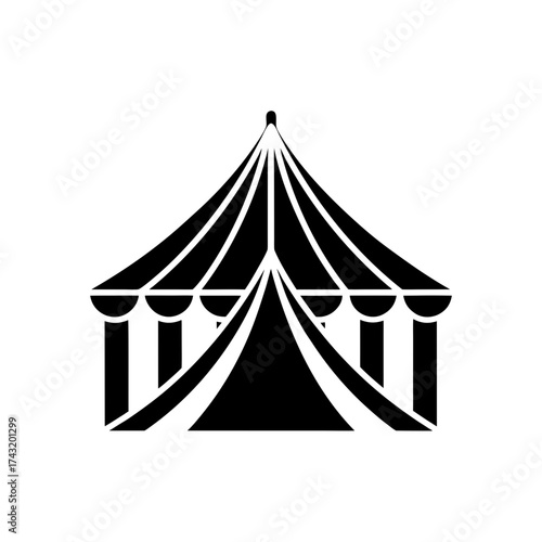 Silhouette of a circus tent on transparent background