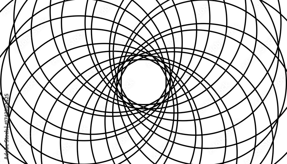 Obraz premium Une double rosace transparent, graphique noir et blanc.