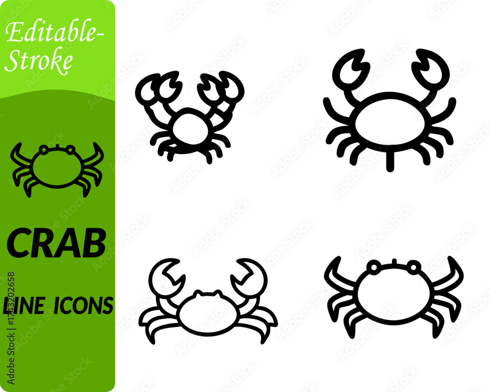 Fototapeta premium Crab icon character, in a clean flat vector style, designed with a rounded shell, two raised claws, and multiple legs for instant recognition. Features smooth curves and minimal versatile and modern.