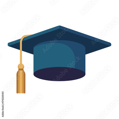 A classic dark blue graduation cap with a golden tassel symbolizing academic achievement and higher education