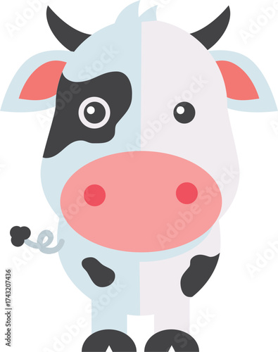 Cute Cow Cartoon Vector Illustration
