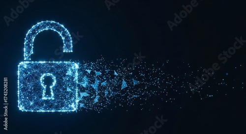 Secure your data with this glowing digital unlocked padlock