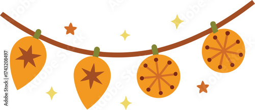 Rustic dried orange garland vector illustration festive autumn decoration scalable eps graphic