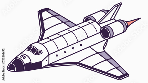 Shuttle Craft Illustration: A sleek and modern space shuttle, meticulously illustrated against a clean background, representing the spirit of space exploration and scientific endeavor.