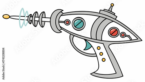 Retro Ray Gun: A vintage ray gun design, perfect for science fiction enthusiasts and retro gaming, showcasing iconic features. 