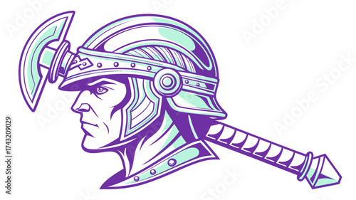Heroic Icon: A stylized depiction of a resolute warrior in profile, evoking courage, strength, and historical grandeur.
