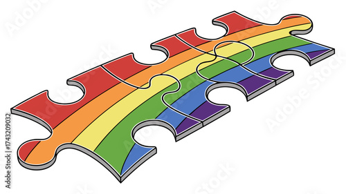 Pride Puzzle: A vibrant rainbow-colored puzzle piece symbolizes unity, diversity, and the importance of inclusivity, embodying themes of community, acceptance, and equality.