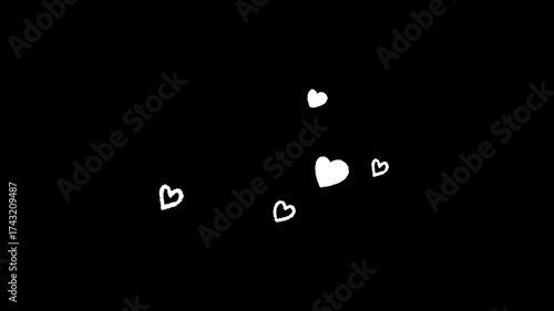 手書きのハートエフェクト素材(アルファマット付き)