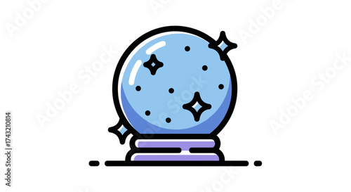 Crystal ball vector illustration fortune telling and prediction concept isolated on white background