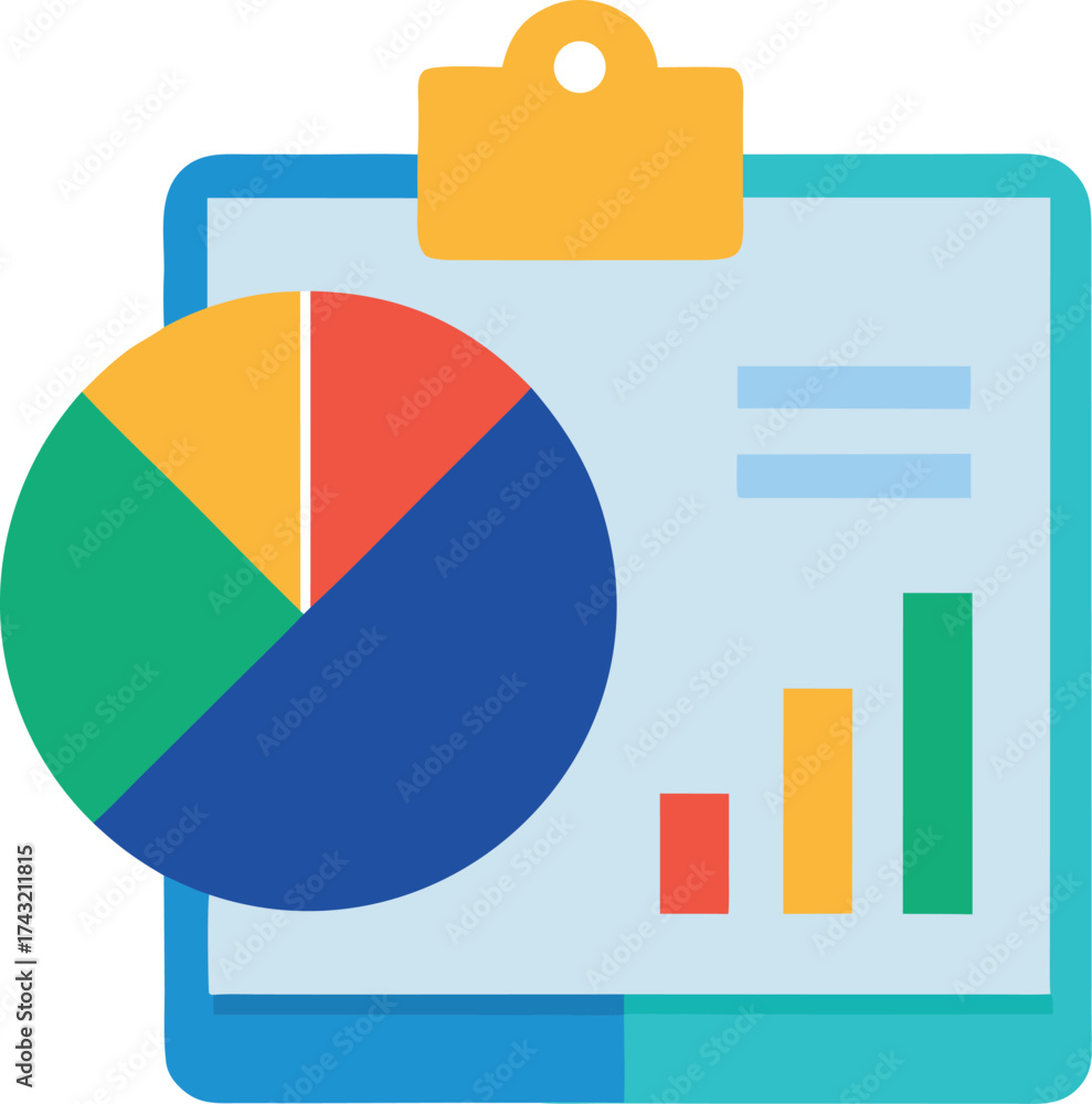 Obraz premium Vector illustration of pie chart and bar chart for data analysis and reporting